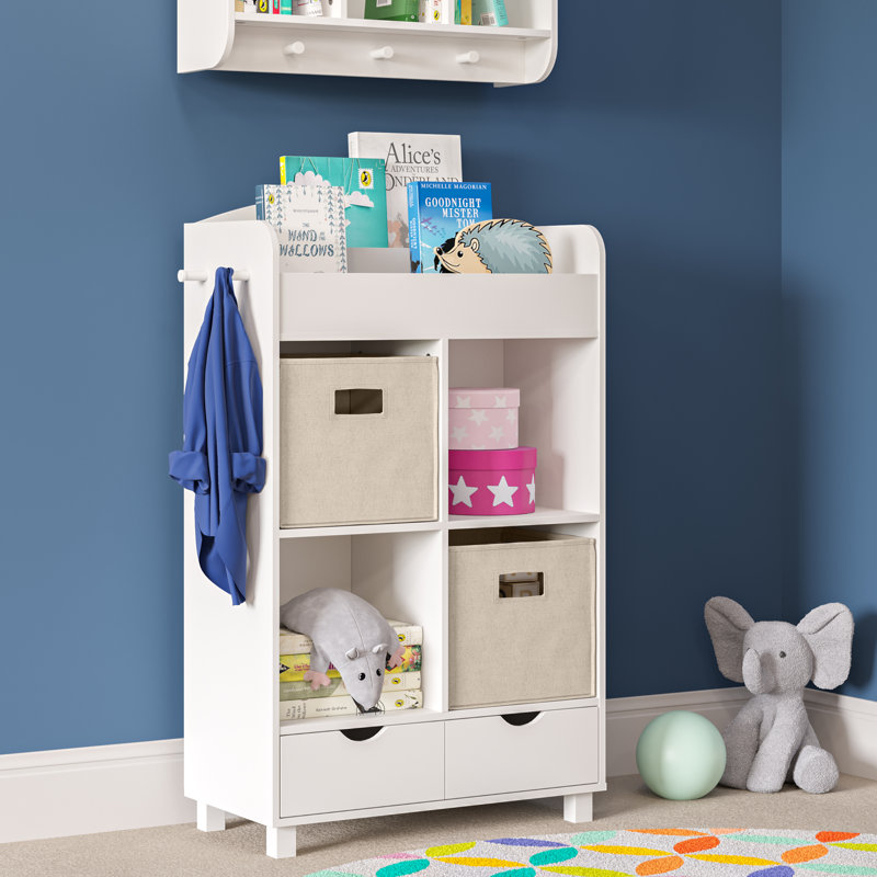 RiverRidge Kids Book Nook Cubby Toy Storage Cabinet with Bookshelf Drawers and Hooks